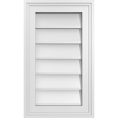 Ekena Millwork Vertical Surface Mount PVC Gable Vnt: Non-Functional, w/2"W x 1-1/2"H, Brickmould Frame, 12"W x 20"H GVPVE12X2002SN